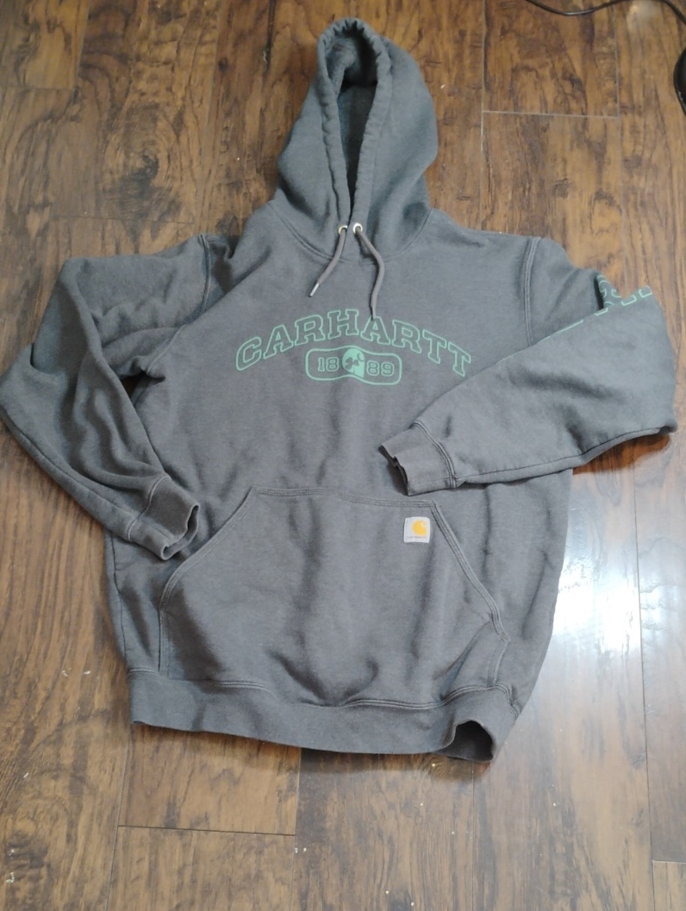 Carhartt Gray Hoodie with Green Logo